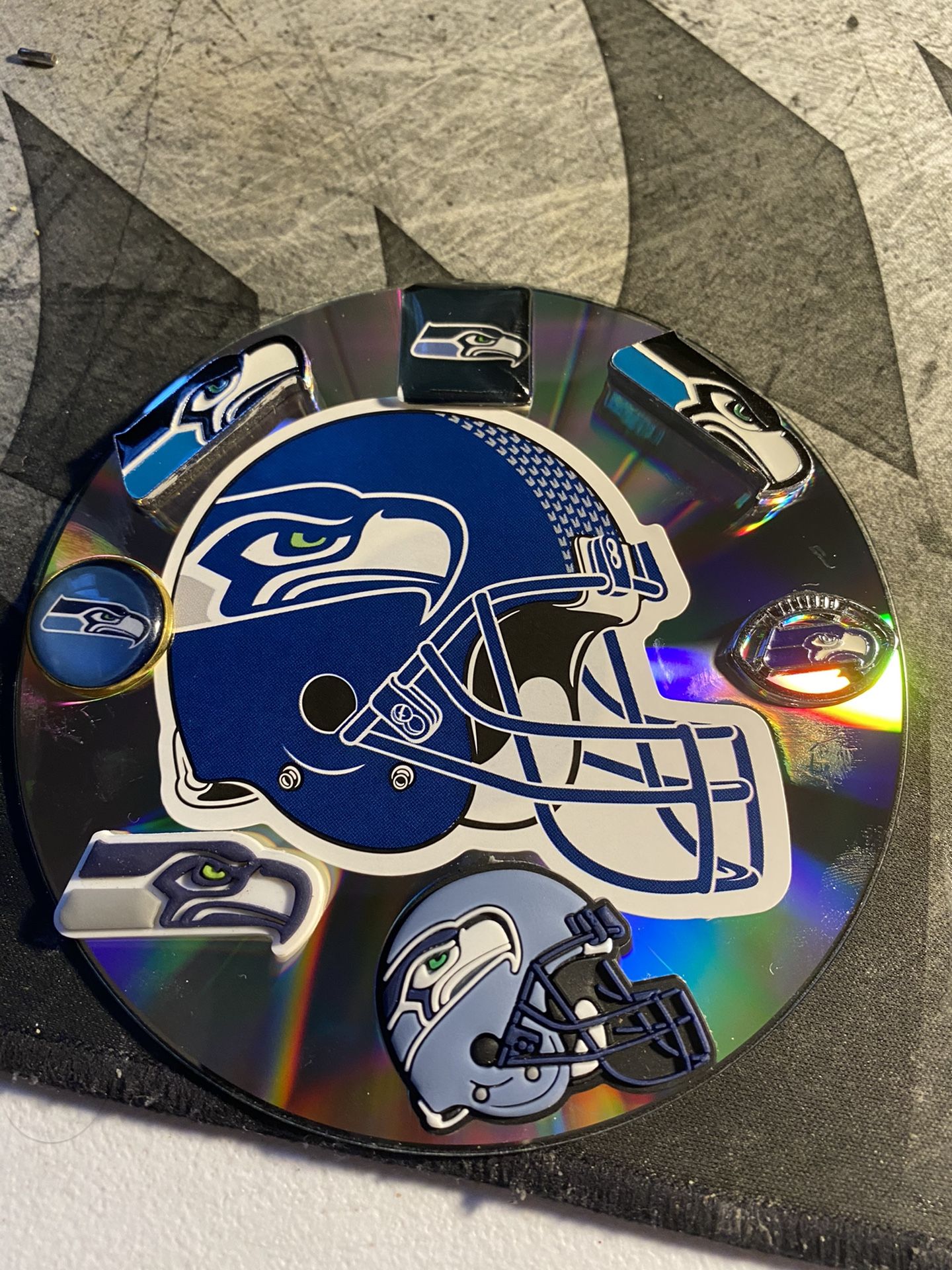 Seattle Seahawks CD shot glass Coaster wall art Reflector