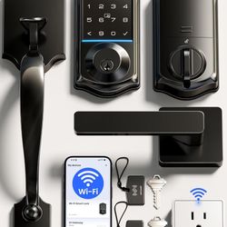 Veise VE017G-H Wi-Fi Smart Fingerprint Front Door Lock Set, Remote App Control, Keyless Entry