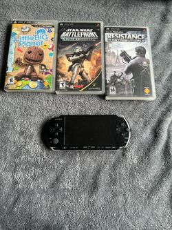 Sony PSP + 3 Games — Recently Replaced Battery