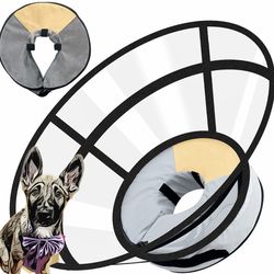 Lainergie S Dog Cone Collar Grey+yellow, Inflatable Cat Recovery Donut