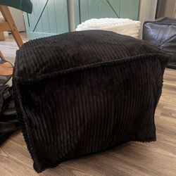 Black Corduroy Ottoman Pouf  