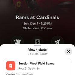 Cardinals Vs Rams (2 tickets) VIP Club Access