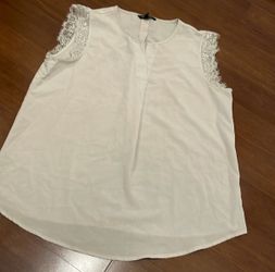Banana Republic Grey Lace Sleeve Blouse