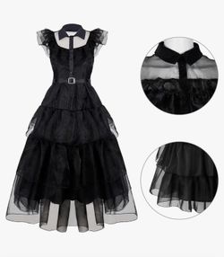 Wednesday Addams  Costume Dress For Girls