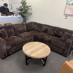 Brown corduroy sectional