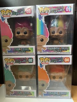 Funko Pop Trolls Set Mint In Protective Case 01 02 03 04