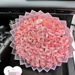 100 Pink Roses Bouquet 