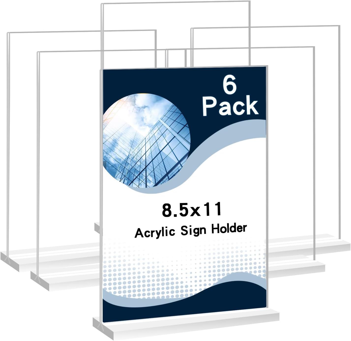 6 Pack Acrylic Sign Holder 8.5 x 11,Acrylic Display Stands Acrylic Picture Frame Acrylic Stands for Display Paper Holder Stand for Desk Acrylic Table 