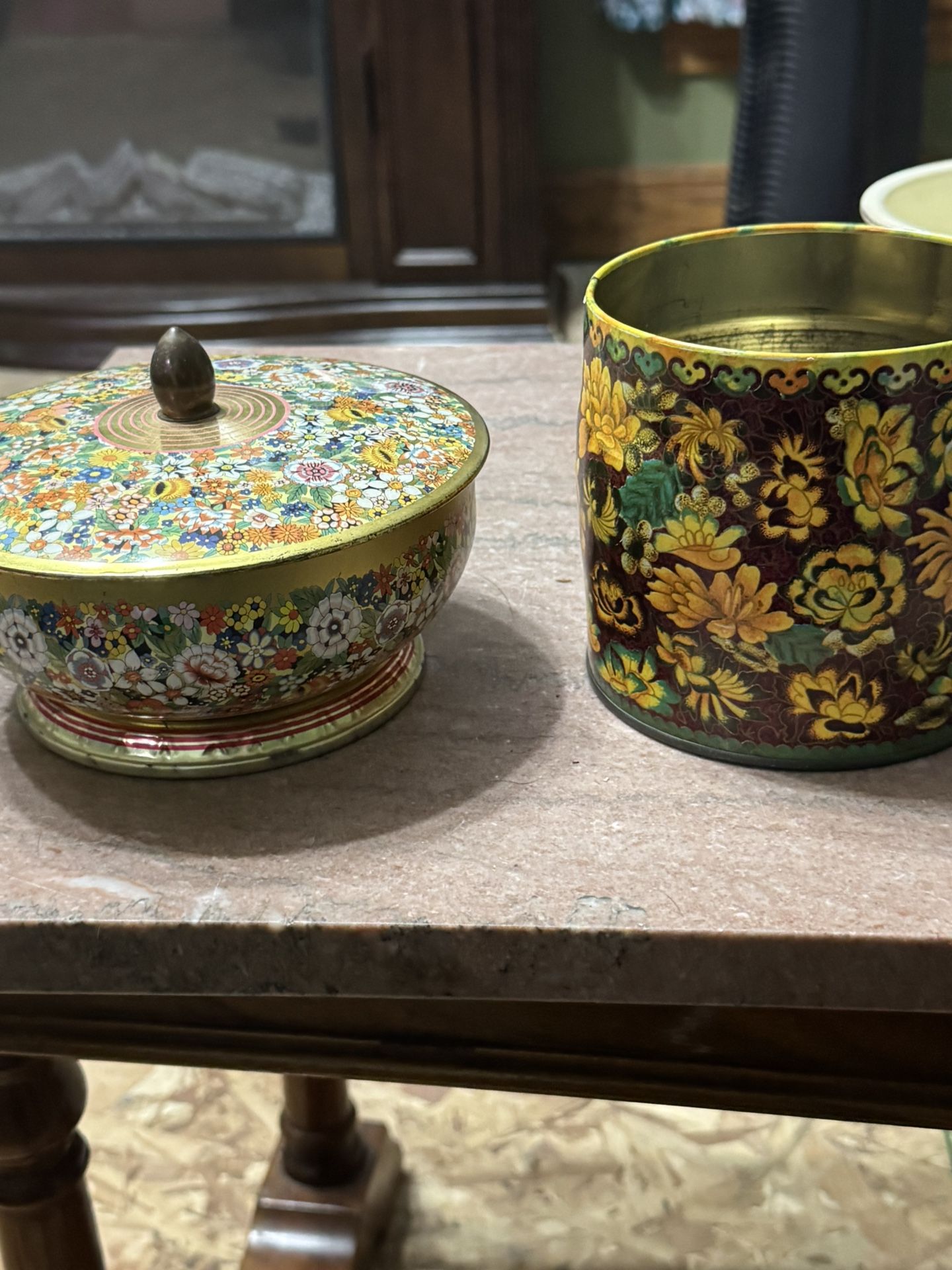 2 Vintage Metal floral Daher Tins, Made in England
