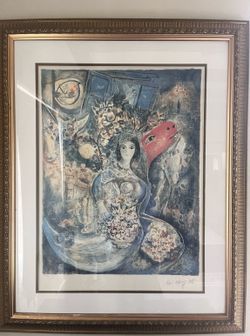Marc Chagall  "Bella" Custom Framed Art Limited Edition Offset Lithograph COA