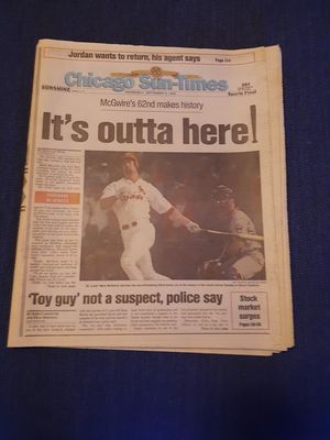 Photo Chicago Sun Times September 9th 1998 Mark McGwire