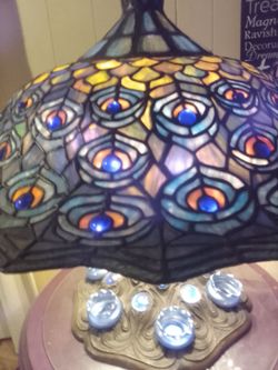 Tiffany Style Peacock Lamp