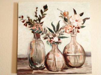 Painting Wall Art Three Vases with Flowers
