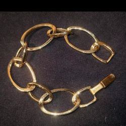 Vintage 70s Napier Chain Link Bracelet Gold Tone 18 cm or 7 In Stainless 