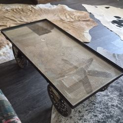 Metal And Glass Cart Table