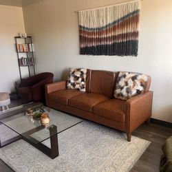 3 Seater Brown Pleather Sofa