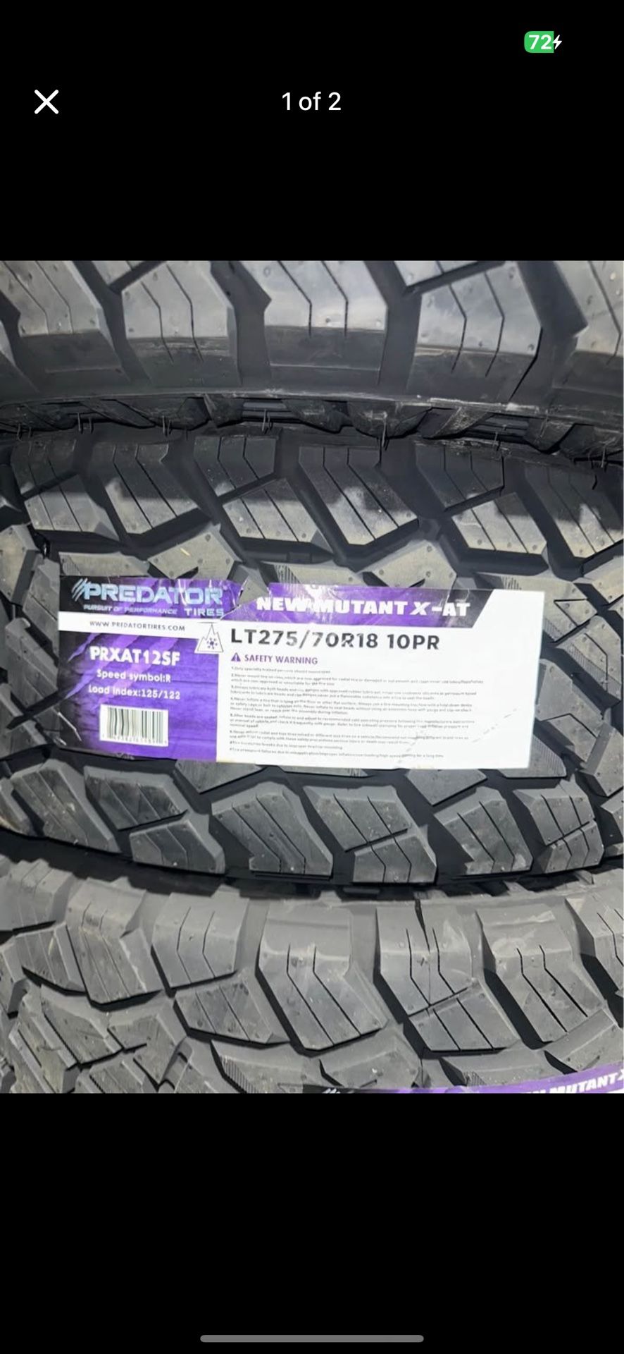 275/70/18LT Predator New Mutant X-AT 10ply Tires