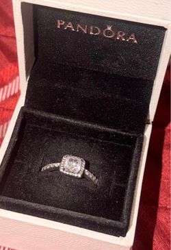 Pandora Silver Square Halo Ring Size 8