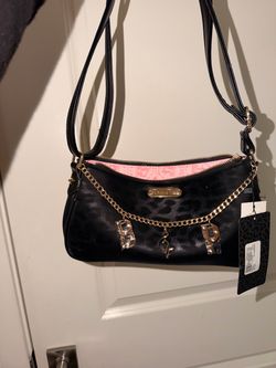 Baby Phat Black Crossbody Bag with Gold Chain