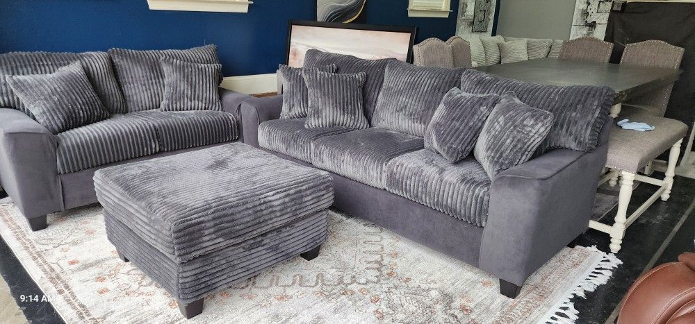Brand New Byers Market Slate Mink Oversized Sofa & Loveseat Sets (Also Available in Ghost Grey)