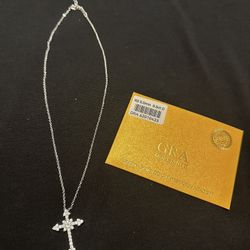 Brand New Sterling Silver 0.5ct Moissanite Gothic Fleur-de-Lis Cross Necklace - GRA Certified