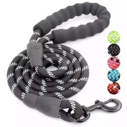 Reflective Braided Rope Dog Leash With Soft Padded Handle 