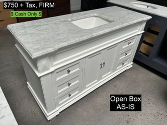 60" Bathroom Vanity with Carrara Marble Countertop & Solid Wood & Plywood Cabinet #3530