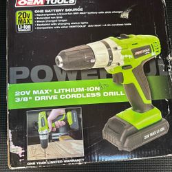OEMTOOLS 24660 20V Max Lithium-Ion 3/8 Inch Drive Cordless Drill. 