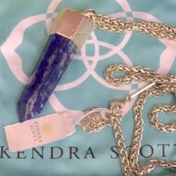 NWT [Kendra Scott] Jayce Long Stone Pendant Necklace, Gold Plated w/ Blue Lapis
