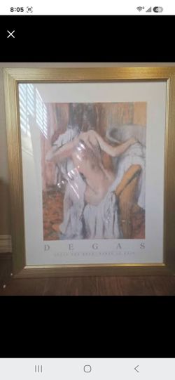 Large Framed Edgar Degas Impressionist Art Poster – "After the Bath" $25 OBO.