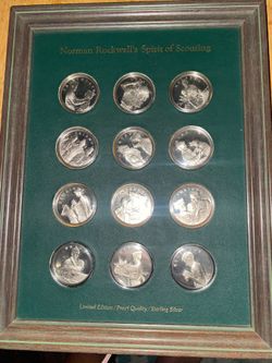 Norman Rockwell's Spirit Of Scouting Sterling Silver Coin Set Franklin Mint silver coins MAKE AN OFFER!