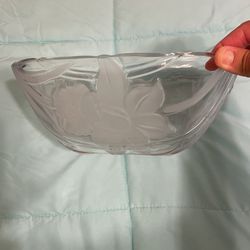 Etched Glass Serving Bowl