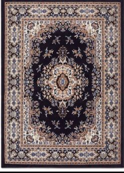 Home Dynamix Premium Sakarya Traditional Medallion Area Rug, Navy Blue/Brown, 5'2"x7'4"