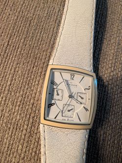 Skagen Denmark Steel Watch White Leather Strap