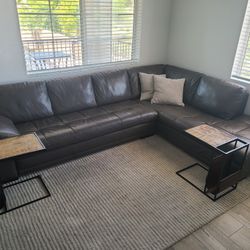 Gray Leather Sectional Couch $700