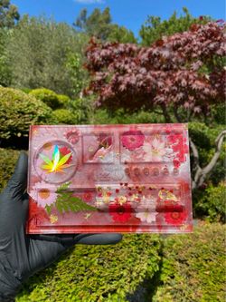 Red and pink resin tray