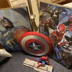 Super Hero Spider-Man Captain America wall art for kids room