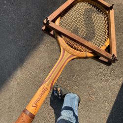 Vintage Spalding Martina Navratilova Wood Tennis Racket w/ Frame. French White