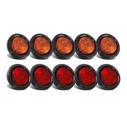 Partsam 10Pack(5 Amber + 5 Red) 2" 4LED Round Trailer Side Marker Light