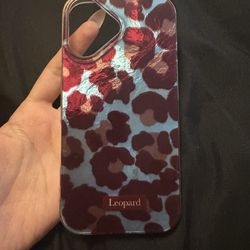 leopard blue print phone case iphone 16