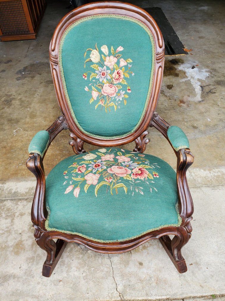 Antique Embroidered Rocking Chair
