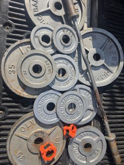 Olympic plates and curl bar