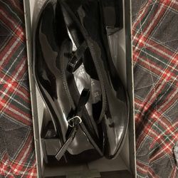 black patent leather Mary Jane’s 