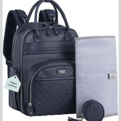 Leather Diaper Bag Backpack - Baby Essentials Travel Baby Bag,