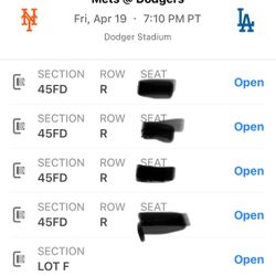 Dodger’s V’s Mets - Friday 4/19 @7:10pm