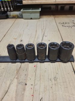 Vintage 6 piece Cornwell  half inch drive star sockets 3/8 to3/4