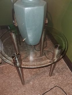 Four Leg Round Glass Table