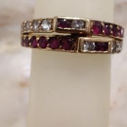 Vintage Ruby And Diamond Ring Band