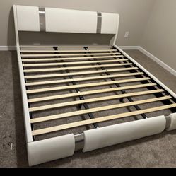 White And Sliver Bed Frame 