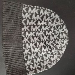New Michael Kors MK Logo Grey Womens Beanie Hat MSRP